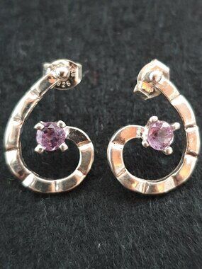 One-of-a-Kind Vintage Amethyst Sterling Silver Spiral Earrings